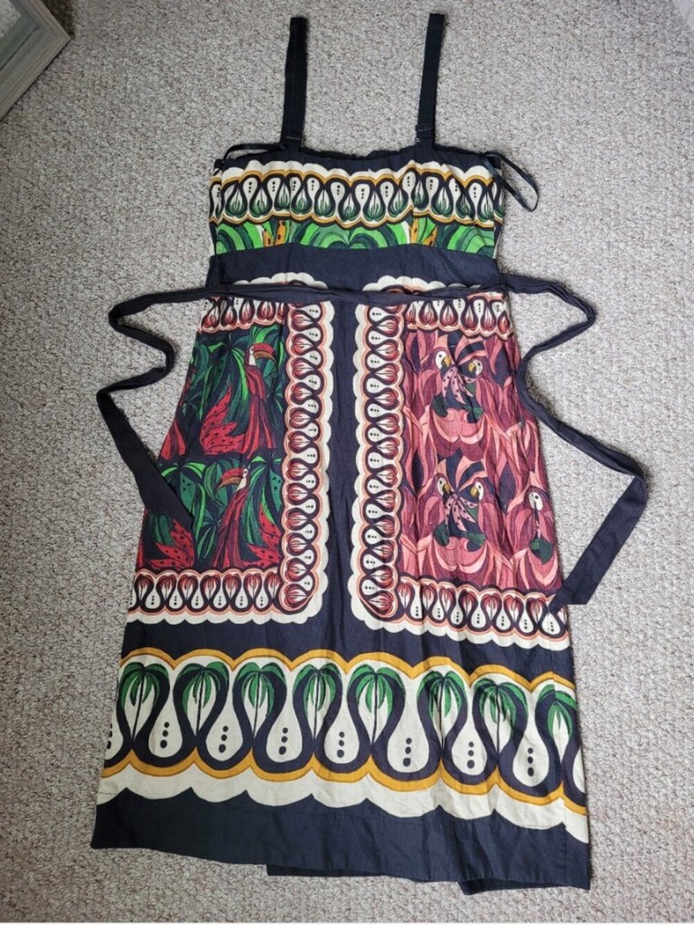 Farm Rio Tropical Print Midi Wrap Dress Linen Blend size XL - Picture 7 of 9
